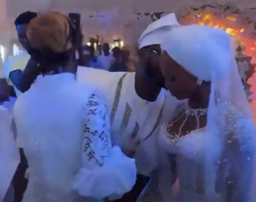 Reactions As Lady Disrupted Groom From Dancing With His Bride During Their Wedding Dance.